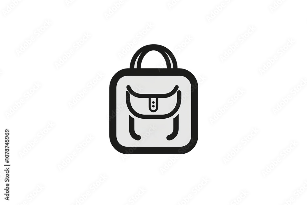 A simple, black-and-white line art illustration of a backpack, designed with clean and modern aesthetics. PNG cut out isolated background. A simple, black-and-white line art illustration of a backpack, designed with clean and modern aesthetics. PNG cut out isolated background.