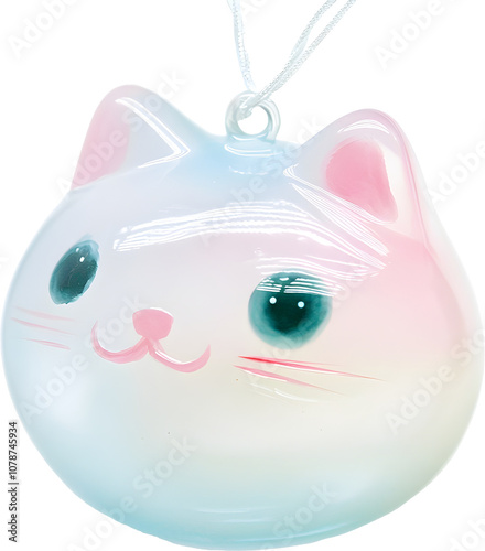 Adorable Cat Shaped Glass Ornament Charming Decorative Gift Colorful Cute Design photo