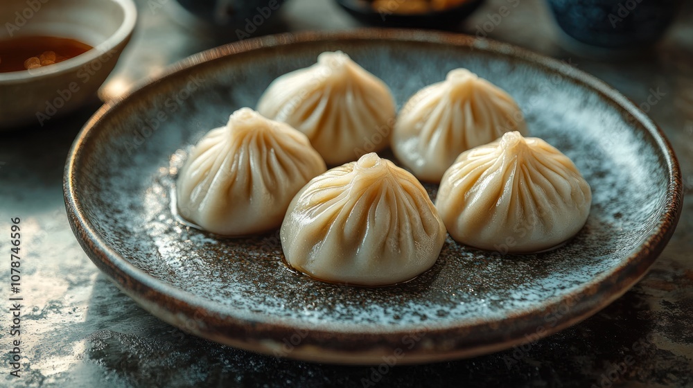 Steamed Dumplings on a Plate Steamed Dumplings on a Plate