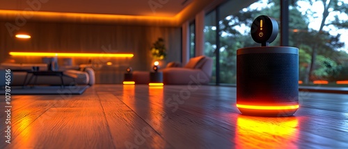 Wallpaper Mural A modern living space with illuminated devices, suggesting smart home technology. Torontodigital.ca