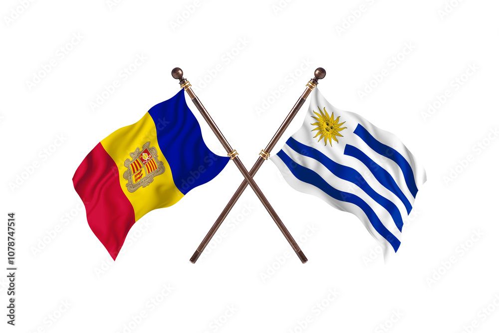 Fototapeta premium Andorra Versus Uruguay Two countries Flags background