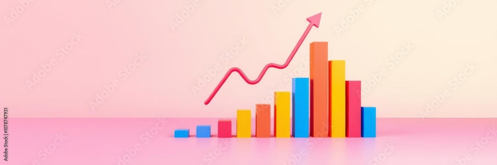 Vibrant 3d rendering of colorful graph on pink backdrop, colors, vibrant Vibrant 3d rendering of colorful graph on pink backdrop, colors, vibrant