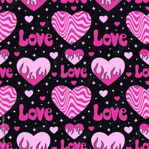 Wallpaper Mural Y2k love seamless pattern with hearts Torontodigital.ca