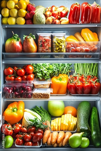 Fresh Produce in Refrigerator.