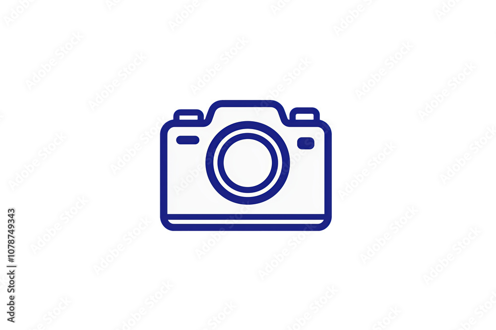 PNG cut out isolated background. A simple blue line-art icon representing a camera, ideal for photography-related applications. PNG cut out isolated background. A simple blue line-art icon representing a camera, ideal for photography-related applications.