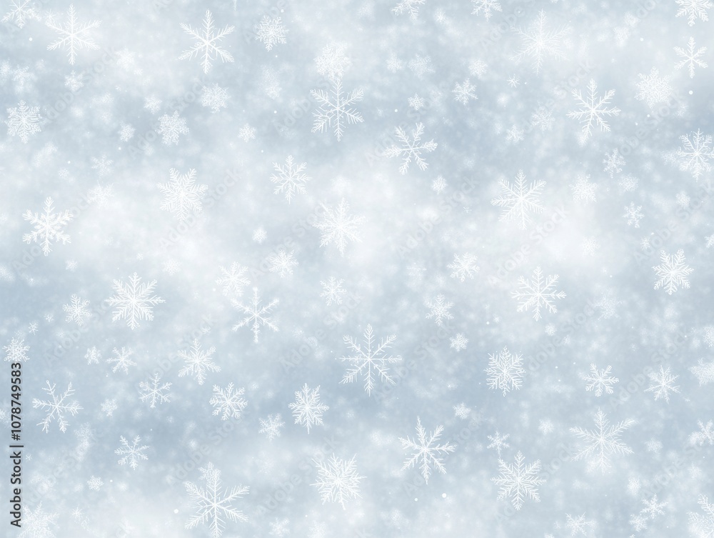 Snowy scene with many snowflakes falling from the sky Snowy scene with many snowflakes falling from the sky