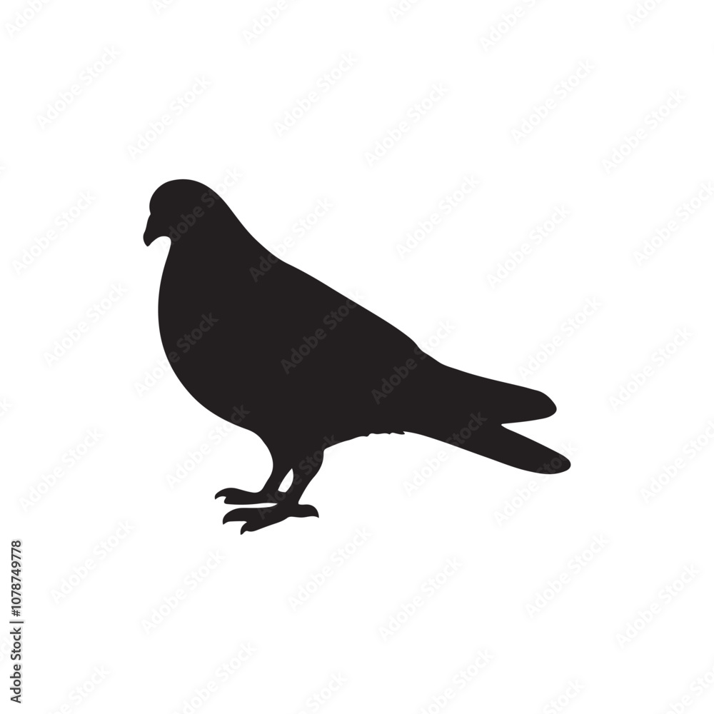 Obraz premium illustration of a pigeon silhouette vector art Illustration, Beautiful bird pigeon silhouette black icon vector art illustration