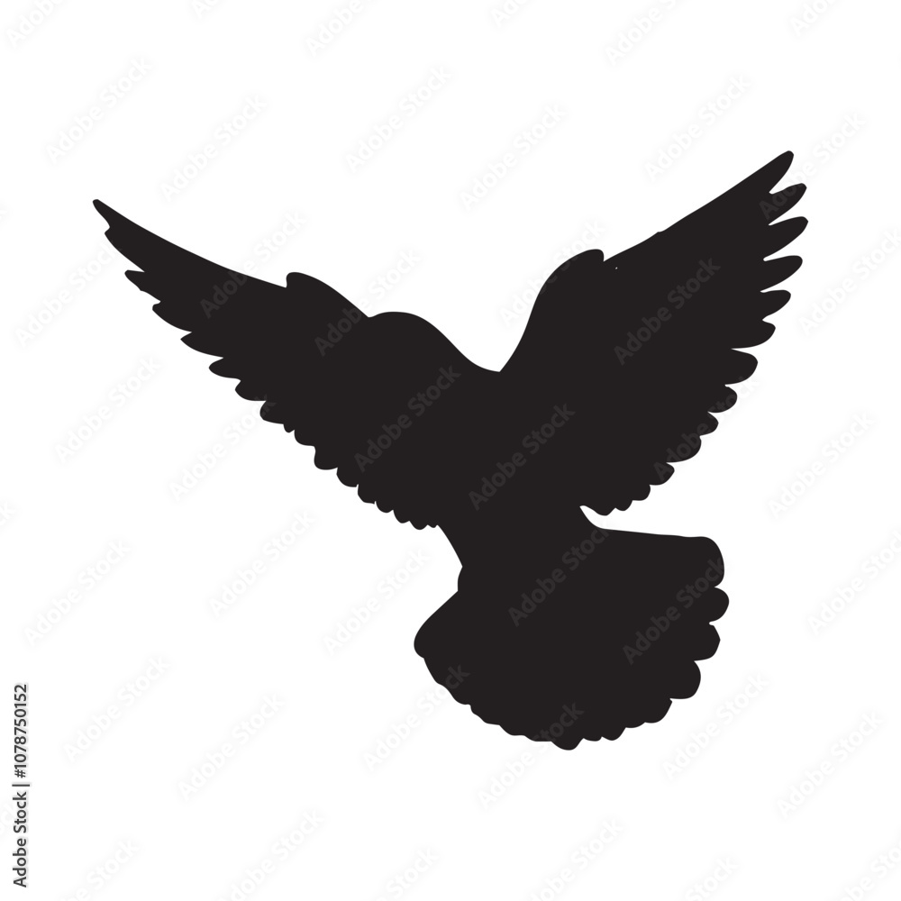 Fototapeta premium illustration of a pigeon silhouette vector art Illustration, Beautiful bird pigeon silhouette black icon vector art illustration