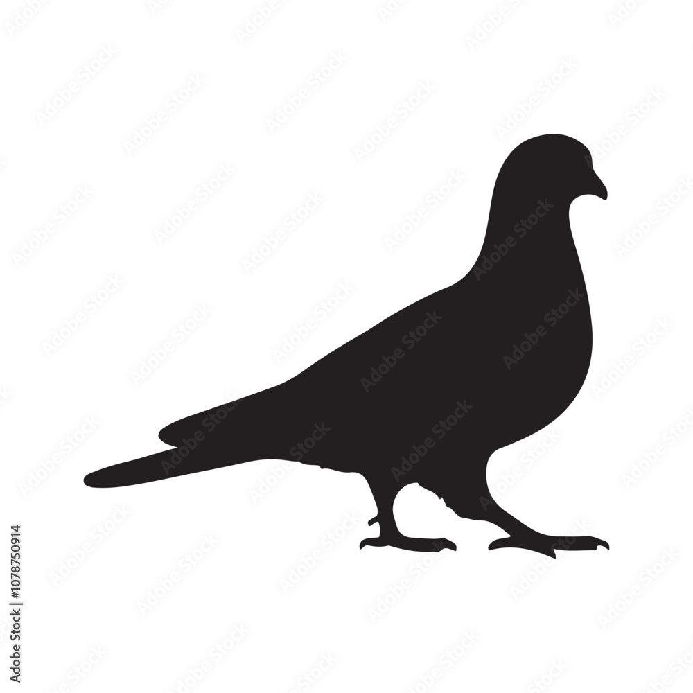 Fototapeta premium illustration of a pigeon silhouette vector art Illustration, Beautiful bird pigeon silhouette black icon vector art illustration