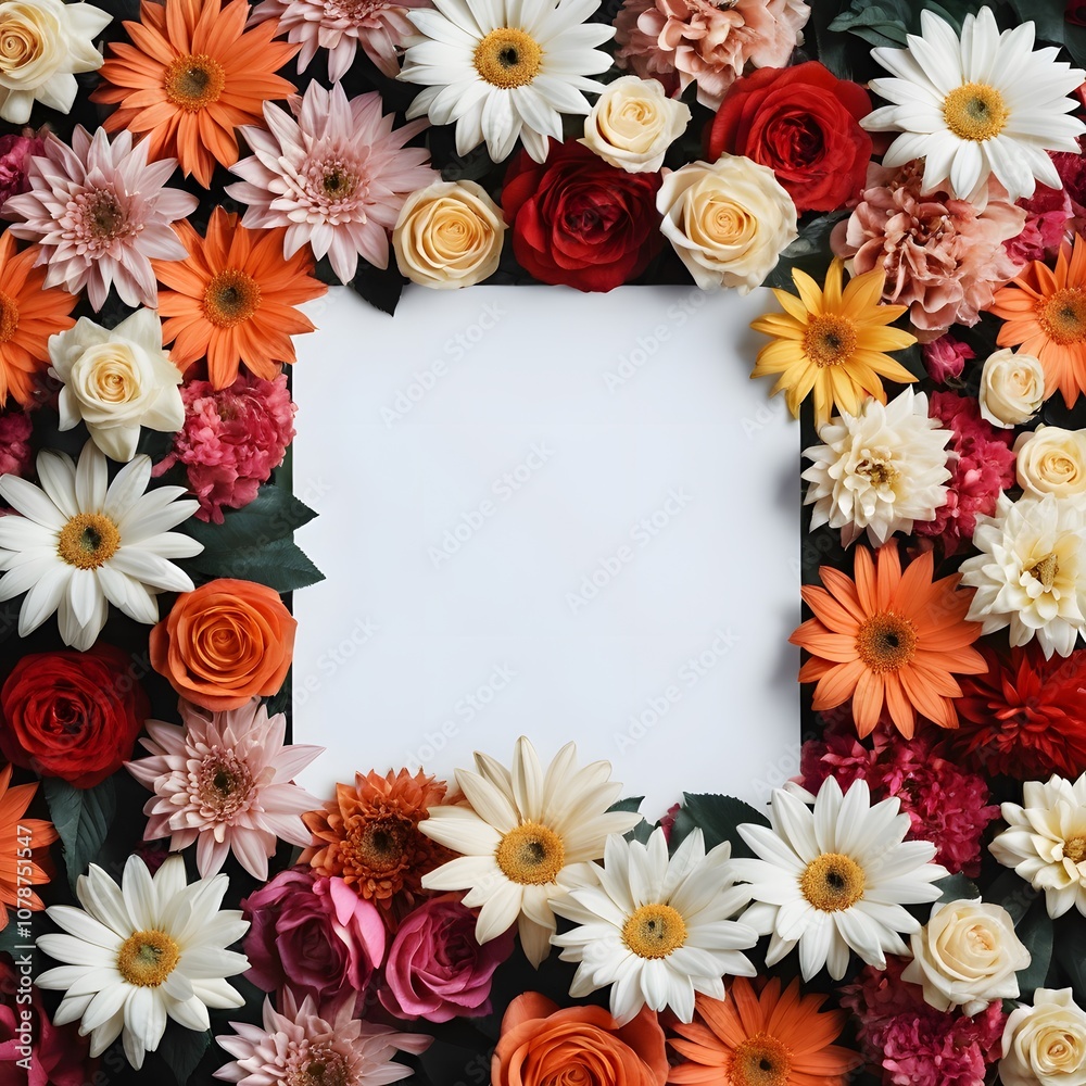 Fototapeta premium An Inspiring Empty Poster Featuring a Beautiful Flower Background Perfect for Motivational Quotes and Creative Design