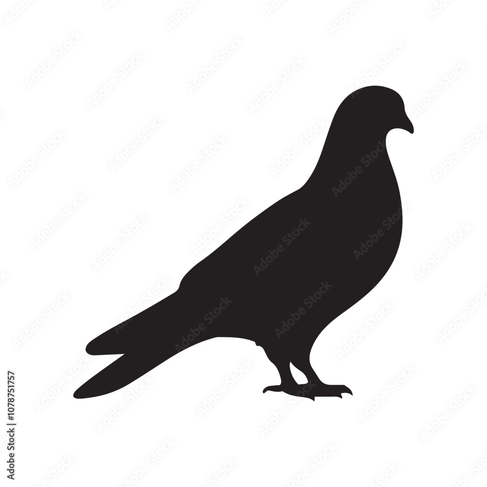 Fototapeta premium illustration of a pigeon silhouette vector art Illustration, Beautiful bird pigeon silhouette black icon vector art illustration