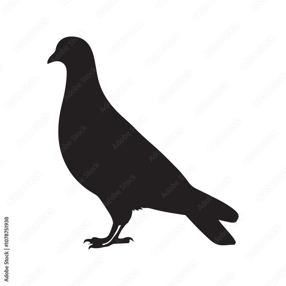 Fototapeta premium illustration of a pigeon silhouette vector art Illustration, Beautiful bird pigeon silhouette black icon vector art illustration