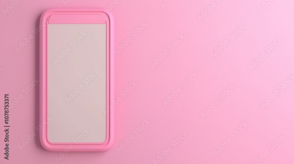 Email communication concept. A minimalist pink smartphone against a soft pink backdrop, emphasizing simplicity and a modern aesthetic.