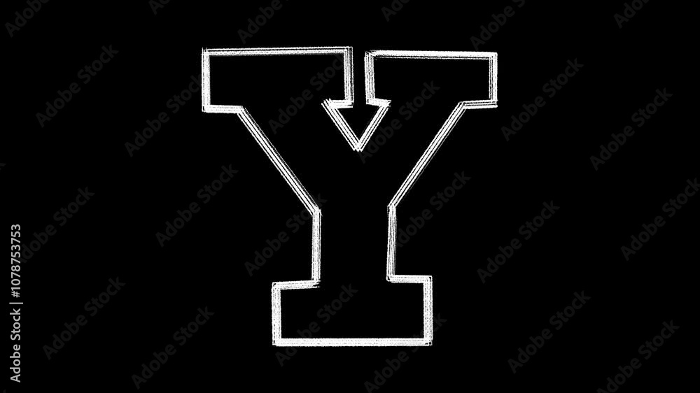 Hand-drawn white letter Y on a black background. Hand-drawn white letter Y on a black background.