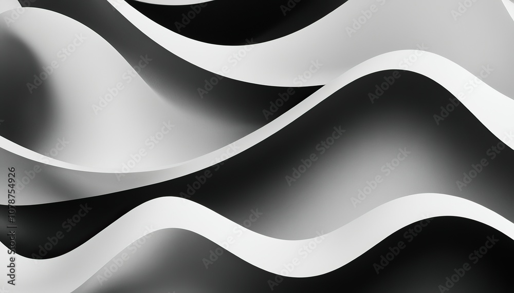 Fototapeta premium Elegant Monochrome Waves Abstract Fusion of Black and White in Smooth Undulating Patterns 