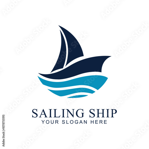 Sailing ship simple concept design vector Logo design template