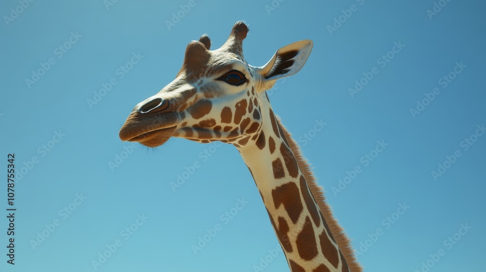 Fototapeta premium Giraffe Portrait Against a Blue Sky