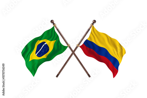 Brazil Versus Colombia Two countries Flags background
