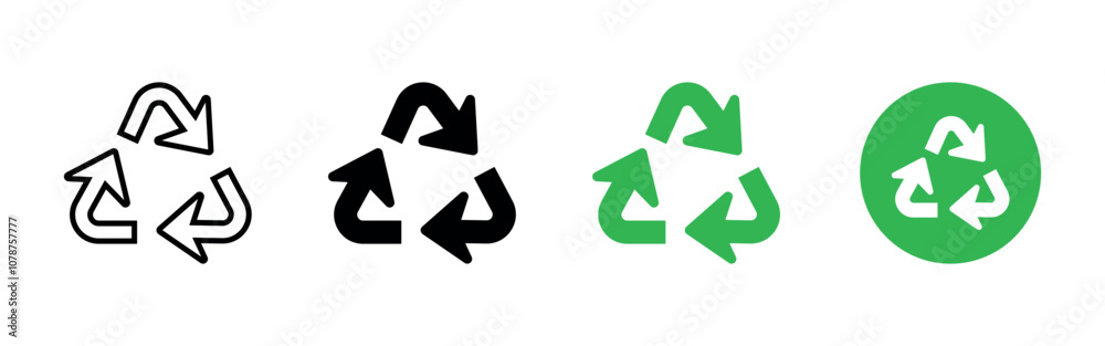 Recycle, waste, reuse vector icons set. Rotation arrows on white background. Flat recycling simple pictograms collection for web and packaging. Recycle, waste, reuse vector icons set. Rotation arrows on white background. Flat recycling simple pictograms collection for web and packaging.