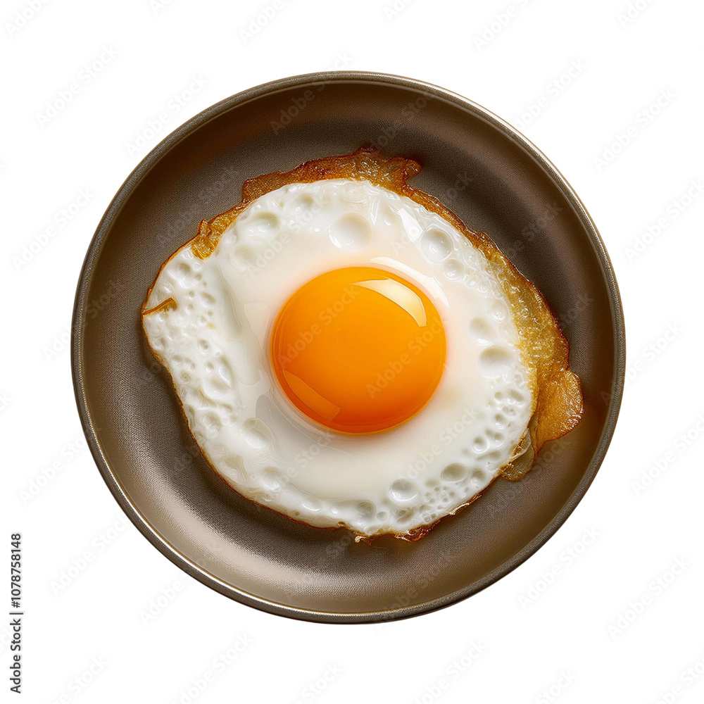 Fry egg on transparent background top view Fry egg on transparent background top view