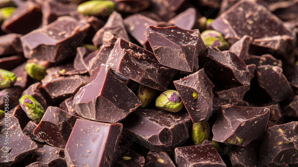 Chocolate background with pistachios Chocolate background with pistachios