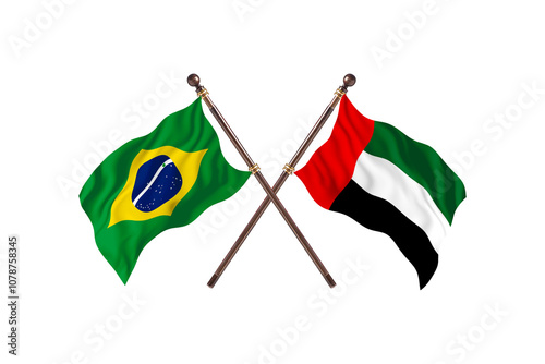 Photos Brazil Versus United Arab Emirates Two countries Flags background