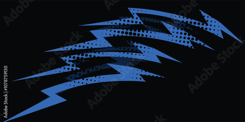 sports background, banner design in blue and black with pointed shapes and empty space. brush stroke pattern. illustration eps 10