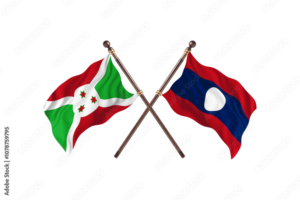 Burundi Versus Laos Two countries Flags background Burundi Versus Laos Two countries Flags background