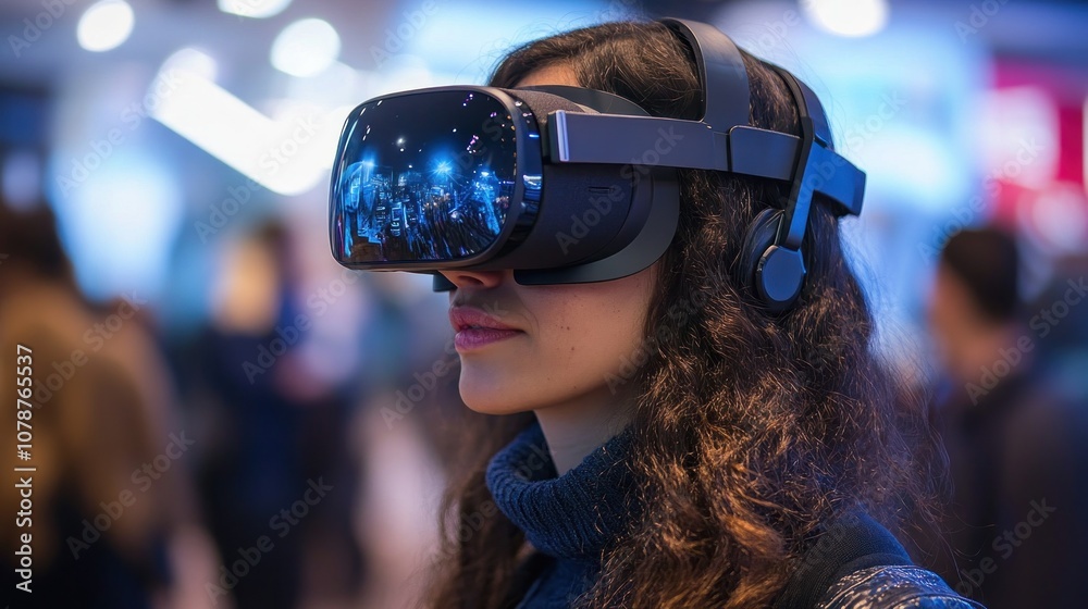 Woman Experiencing Virtual Reality Woman Experiencing Virtual Reality