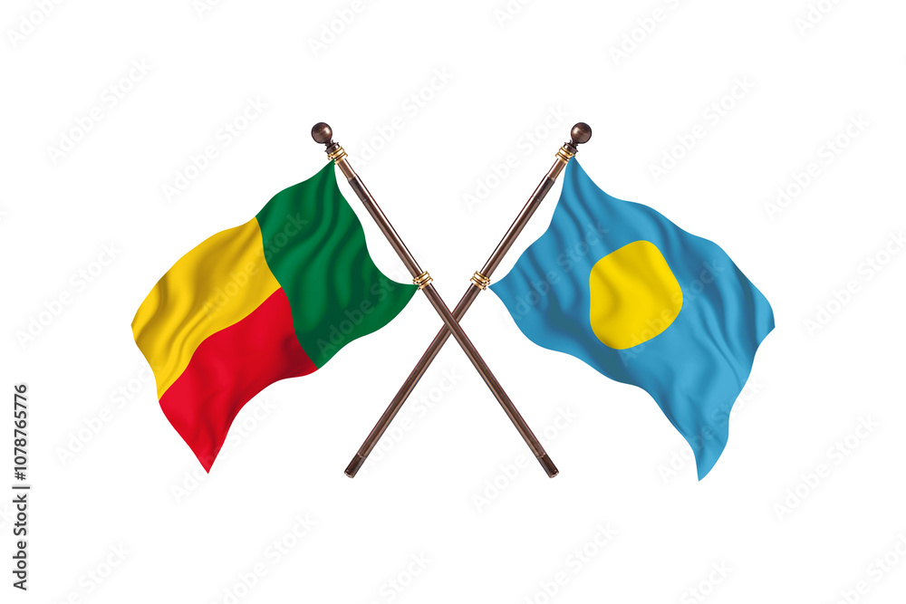 Benin Versus Palau Two countries Flags background Benin Versus Palau Two countries Flags background