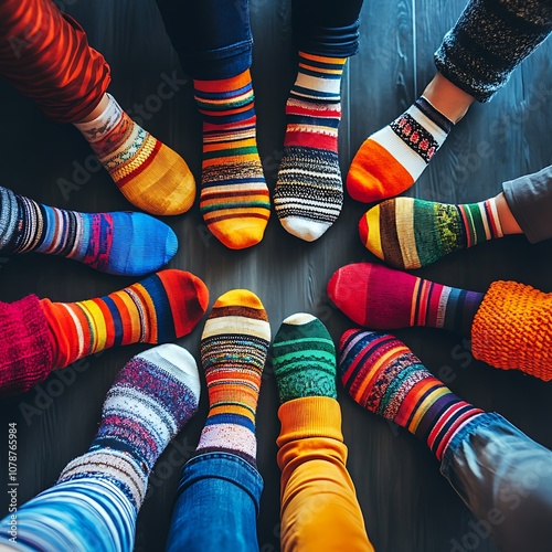 Colorful socks bring joy and comfort to every gathering with vibrant patterns and styles photo