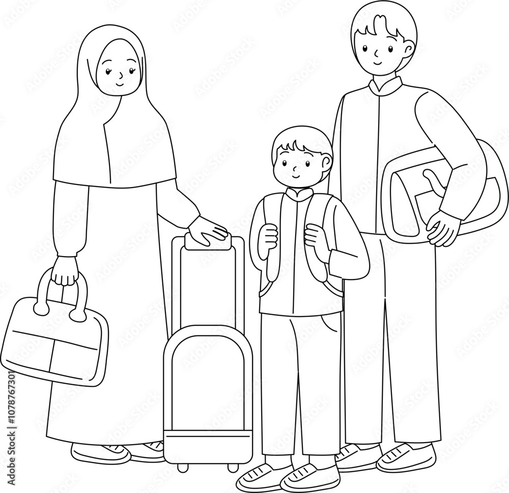 Muslim People Mudik Eid al Fitr Outline Coloring Muslim People Mudik Eid al Fitr Outline Coloring