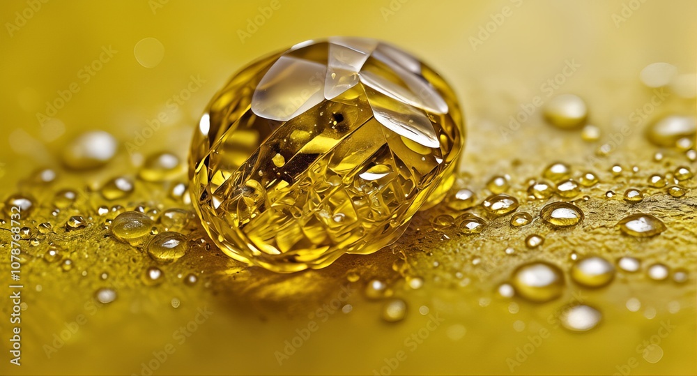 Macro shot of yellow dew-covered surface Macro shot of yellow dew-covered surface