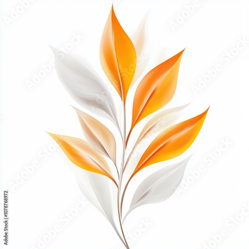 Elegant Amber and White Leaf Design Illustrating Nature's Beauty in a Minimalist Style