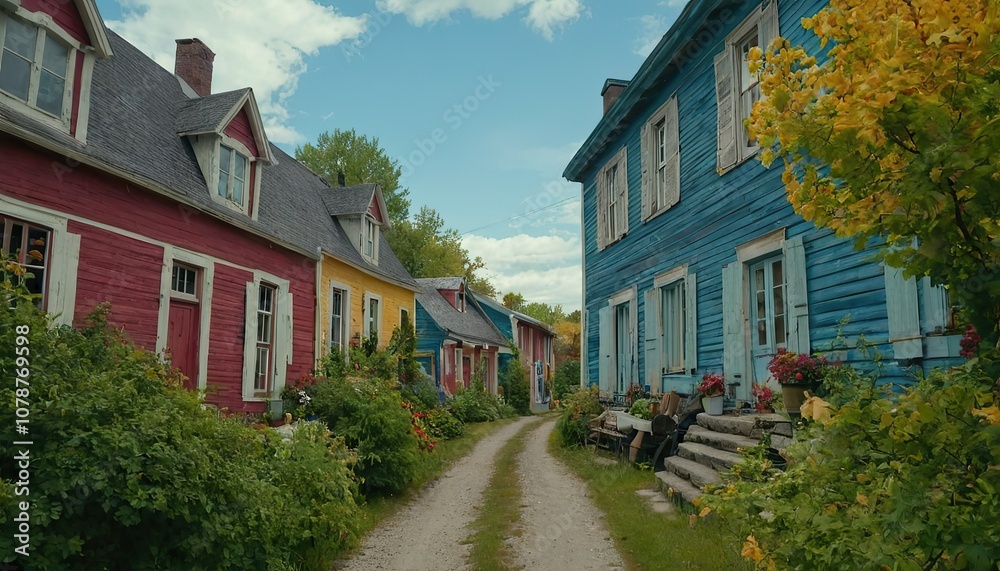 a colorful row of houses with the windows painted yellow. 3 a colorful row of houses with the windows painted yellow. 3