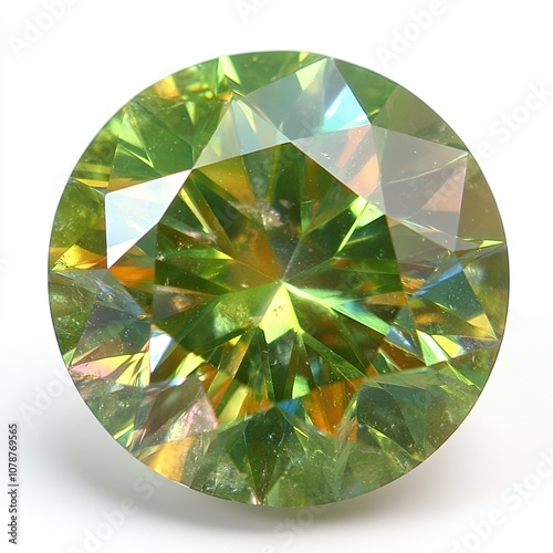 Beautiful Demantoid Garnet Gemstone Showcasing Vibrant Green Hues and Intricate Faceting photo