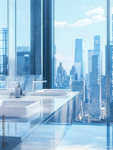 Modern Skyscraper Bathroom View