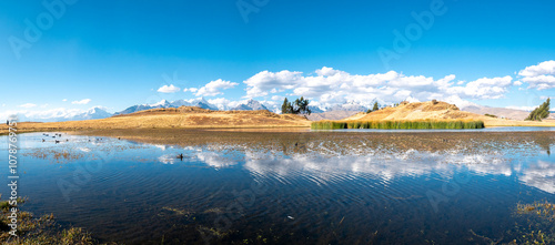 Viewpoint of the Wilcachocha Lagoon, Part of the Black Mountain Range, One of the Best Natural Viewpoints in Alley of Huaylas to Observe the White Mountain Range in Huaraz in the Ancash Region, Peru photo