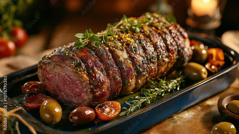 Deliciously Roasted Meat Platter with Herbs and Olives Deliciously Roasted Meat Platter with Herbs and Olives