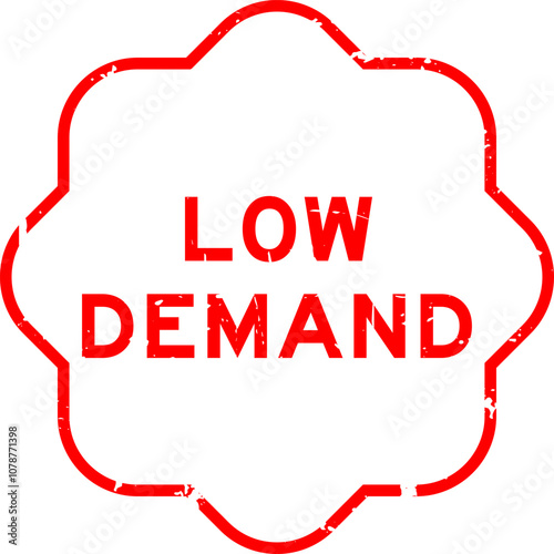 Grunge red low demand word rubber seal stamp on white background