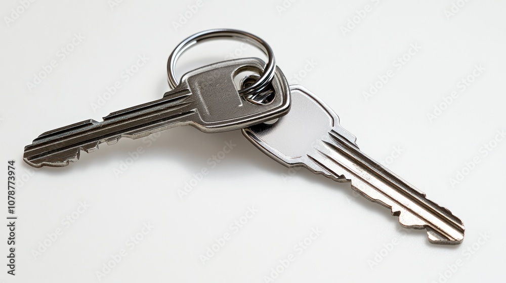 Two Keys on a Ring on a White Background Two Keys on a Ring on a White Background
