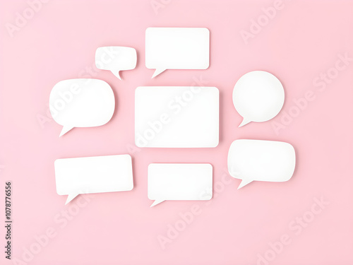 Speech bubble set isolated on pink background. 