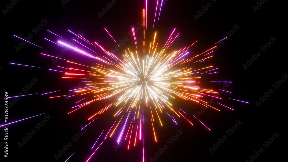 An endless neon sparkler or Bengal Fire on a black background