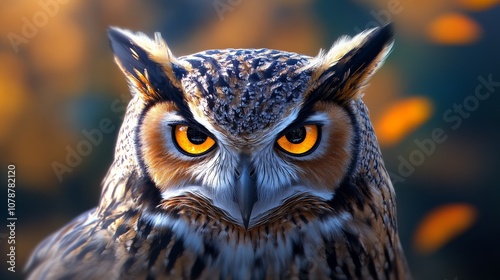 Majestic Owl Portrait Intense Gaze Wildlife Bird Nature