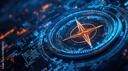 Wallpaper Mural A digital compass design with glowing elements in a futuristic style. Torontodigital.ca