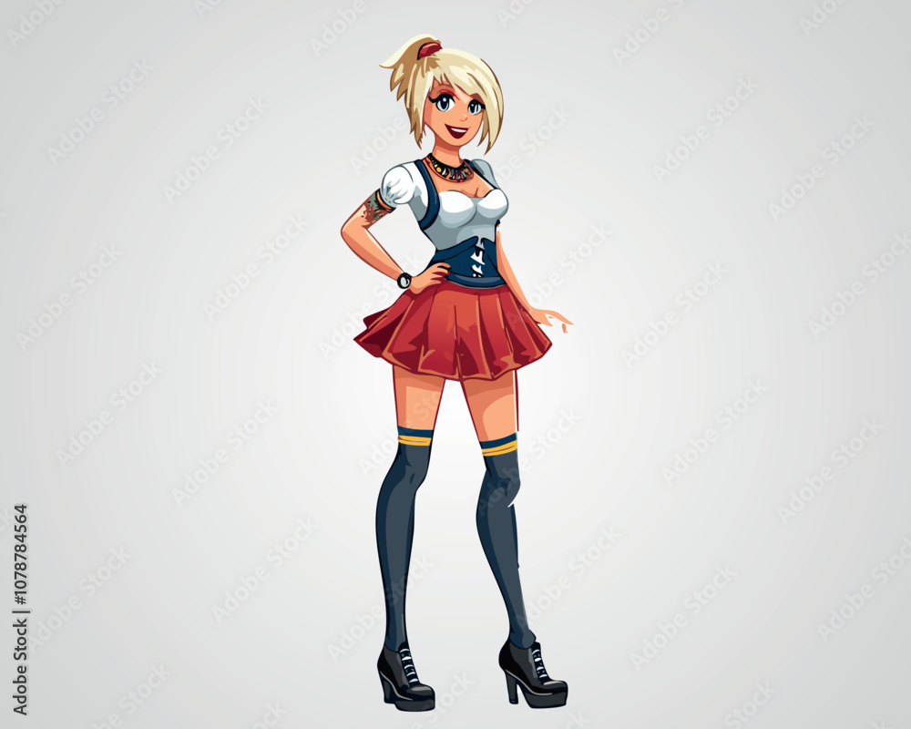 Φωτογραφία Trendy Cartoon Girl with Stylish Outfit – Fashionable Female Character Illustrat