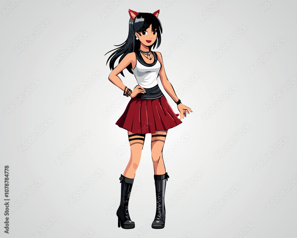 Φωτογραφία Trendy Cartoon Girl with Stylish Outfit – Fashionable Female Character Illustrat