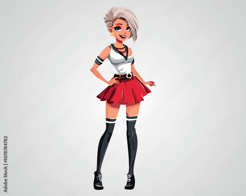 Φωτογραφία Trendy Cartoon Girl with Stylish Outfit – Fashionable Female Character Illustrat