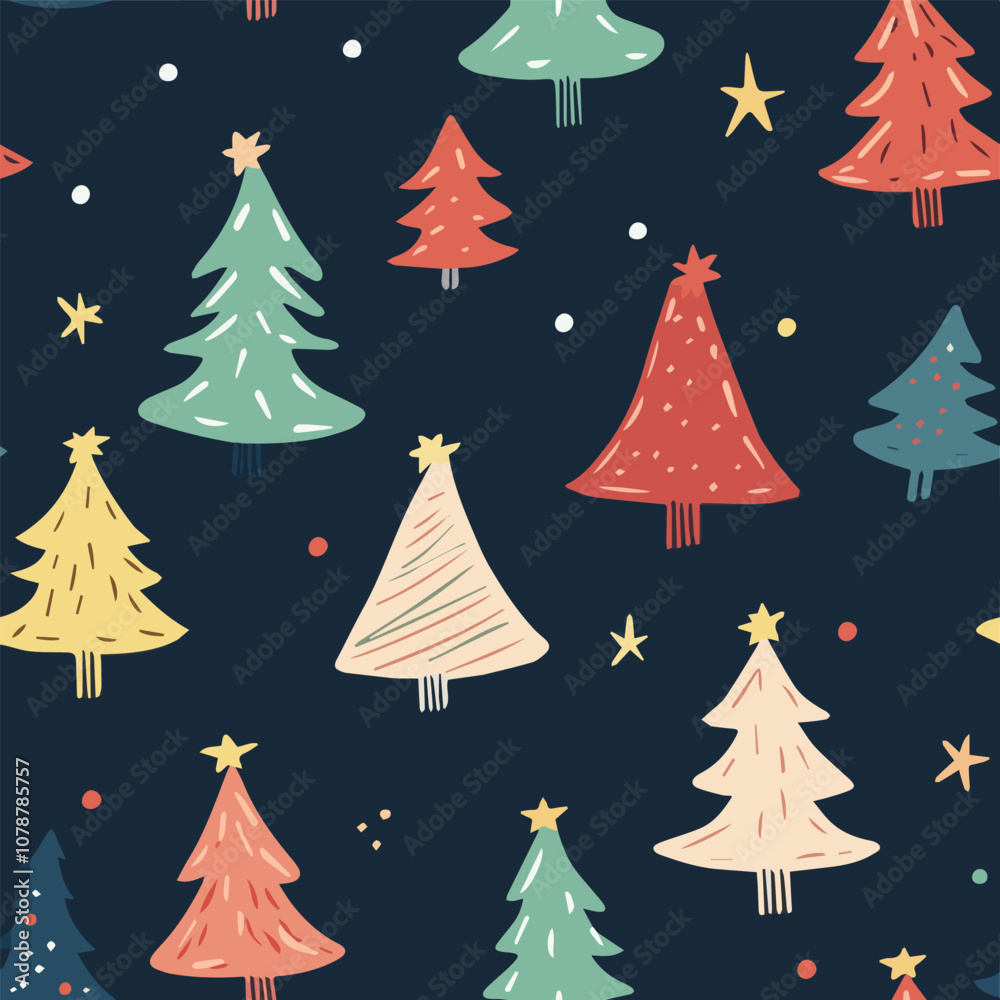 Vector seamless pattern of christmas tree minimal concept Vector seamless pattern of christmas tree minimal concept