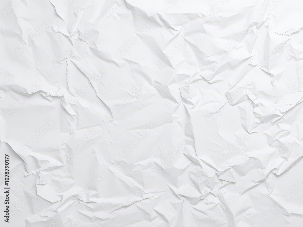 Fototapeta premium Crumpled white paper with creases and wrinkles, white, material, rumpled